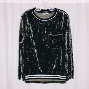 Nina Kendosa Green Velour Sequins Top M